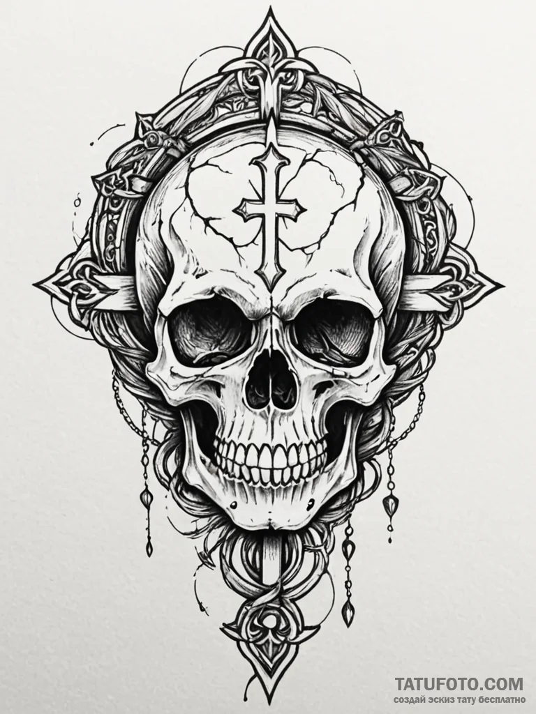 Animated chain forming skull, tattoo sketch d… — эскиз тату (№1751873493_0, 07.07.2025 07:31) — Tatufoto.com