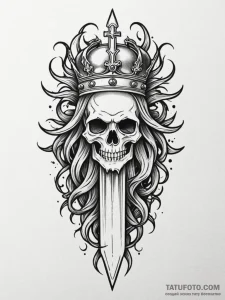 Ghost dagger crowned in roots, tattoo flash s... - эскиз тату (№1751874088_0, 07.07.2025 07:41) — Tatufoto.com