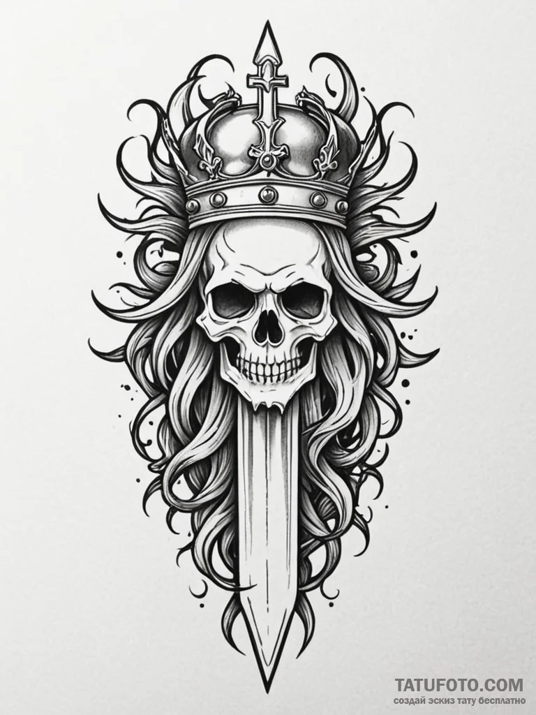 Ghost dagger crowned in roots, tattoo flash s... - эскиз тату (№1751874088_0, 07.07.2025 07:41) — Tatufoto.com