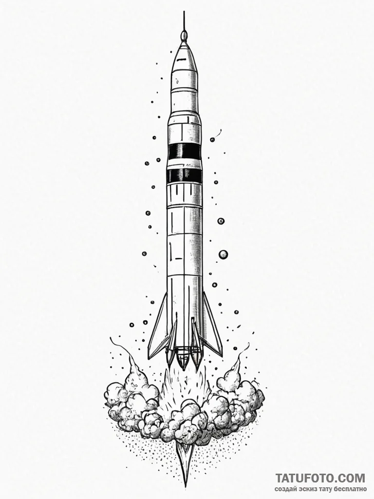 Saturn v rocket during liftoff, stages separa... - эскиз тату (№1751874256_0, 07.07.2025 07:44) — Tatufoto.com