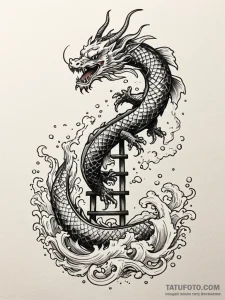 Bone ladder ascending into dark clouds, conce... - эскиз тату (№1751875605_0, 07.07.2025 08:06) — Tatufoto.com
