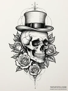 A whimsical bird wearing a tiny hat, quirky,,... - эскиз тату (№1751875773_0, 07.07.2025 08:09) — Tatufoto.com