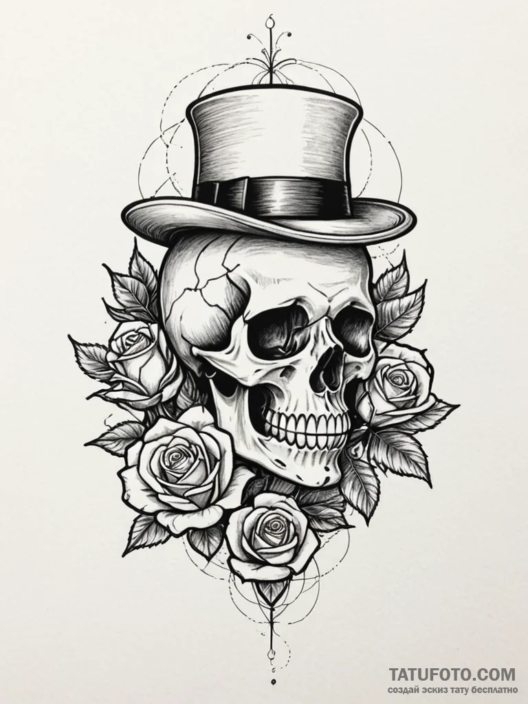 A whimsical bird wearing a tiny hat, quirky,,... - эскиз тату (№1751875773_0, 07.07.2025 08:09) — Tatufoto.com