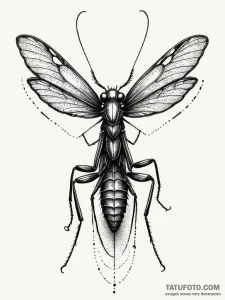 Mantis eyes glowing in darkness, ink illustra... - эскиз тату (№1751875857_0, 07.07.2025 08:10) — Tatufoto.com