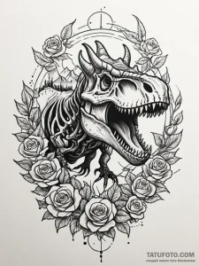 Dinosaur skeleton (t-rex, triceratops), artis... - эскиз тату (№1751876869_0, 07.07.2025 08:27) — Tatufoto.com