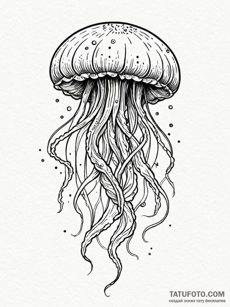 Jellyfish with tentacles made of cosmic nebul... - эскиз тату (№1751877037_0, 07.07.2025 08:30) — Tatufoto.com