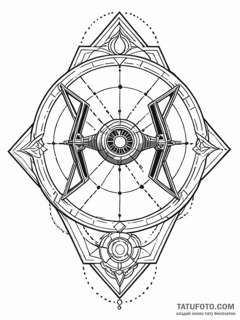 A tie fighter, tattoo flash sheet design, sof... - эскиз тату (№1751877375_0, 07.07.2025 08:36) — Tatufoto.com