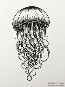 Glowing jellyfish with tentacles of pure ligh... - эскиз тату (№1751877680_0, 07.07.2025 08:41) — Tatufoto.com