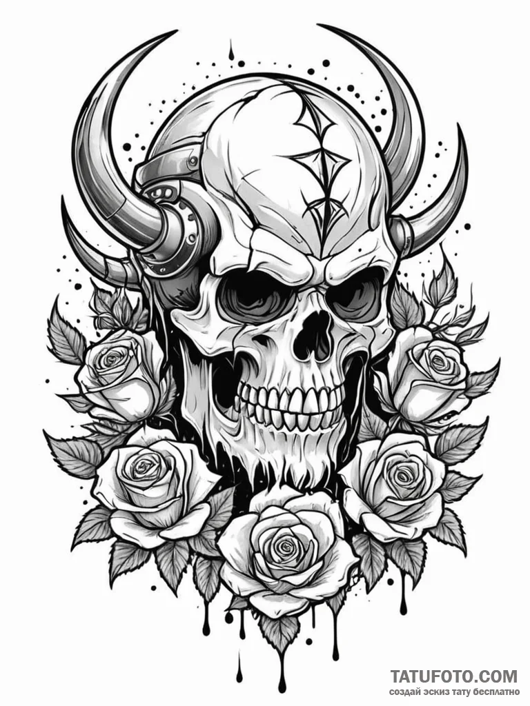 Yeti helm beneath shattered moon, ink illustr... - эскиз тату (№1751877764_0, 07.07.2025 08:42) — Tatufoto.com