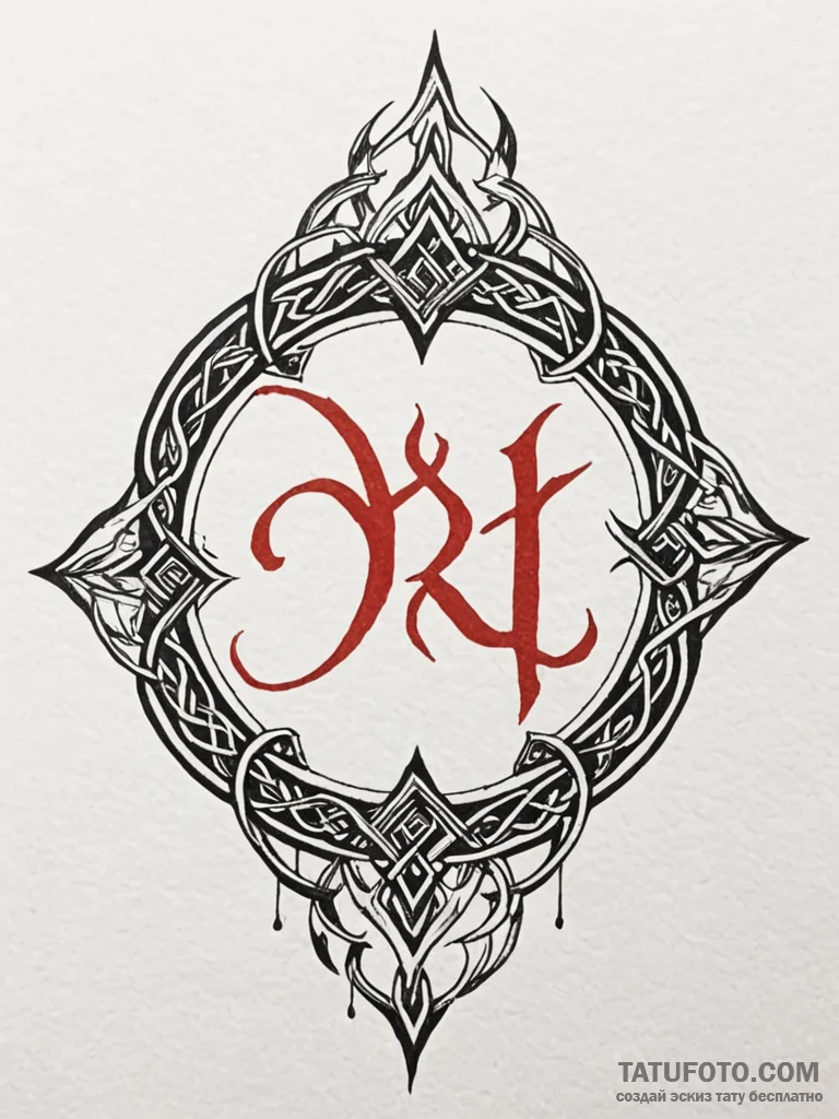 Flaming relic entwined with runes, tattoo ske... - эскиз тату (№1751877934_0, 07.07.2025 08:45) — Tatufoto.com