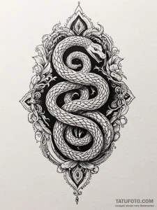 Arcane book guarded by serpent, ink illustrat... - эскиз тату (№1751878195_0, 07.07.2025 08:49) — Tatufoto.com