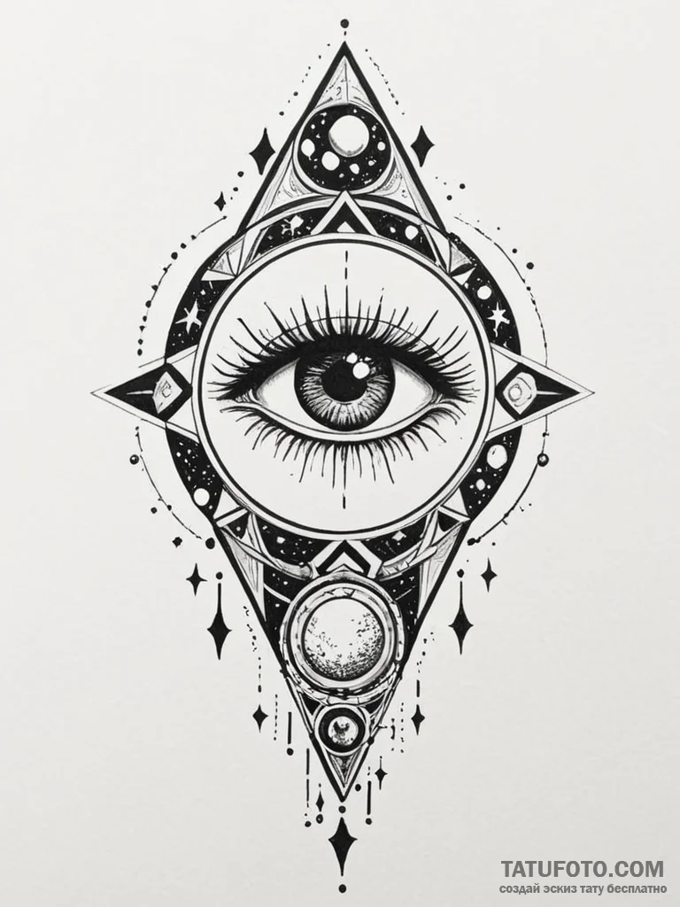Totem eye beneath celestial moon, concept art... - эскиз тату (№1751878616_0, 07.07.2025 08:56) — Tatufoto.com