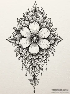 Quartz blossom blooming from bones, tattoo fl... - эскиз тату (№1751879296_0, 07.07.2025 09:08) — Tatufoto.com