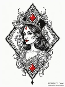 Queen of spades, tattoo sketch design, on a c... - эскиз тату (№1751879463_0, 07.07.2025 09:11) — Tatufoto.com
