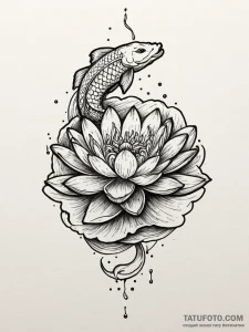 Water lily floating on a still pond, reflecti... - эскиз тату (№1751879631_0, 07.07.2025 09:13) — Tatufoto.com