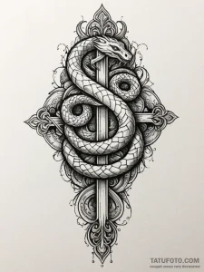 Fountain of youth guarded by a stone serpent,... - эскиз тату (№1751879968_0, 07.07.2025 09:19) — Tatufoto.com