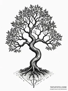 Jade tree entwined with bone, concept art for... - эскиз тату (№1751880136_0, 07.07.2025 09:22) — Tatufoto.com