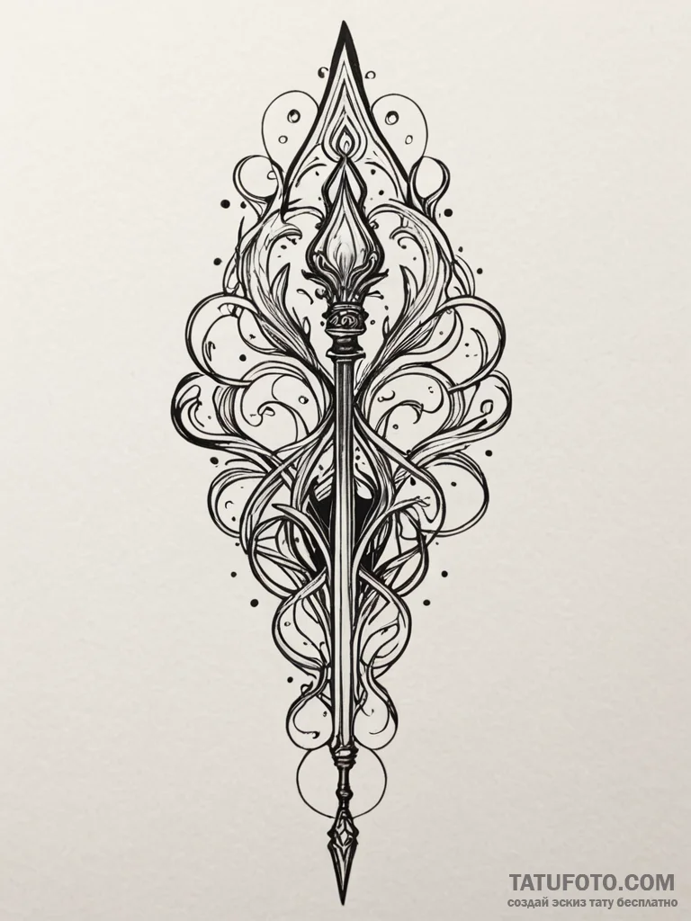 Ashen spear with glowing tip, ink illustratio... - эскиз тату (№1751880222_0, 07.07.2025 09:23) — Tatufoto.com