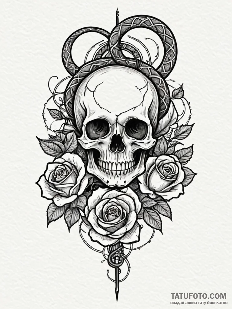 Black serpent weaving through blade, tattoo s... - эскиз тату (№1751880474_0, 07.07.2025 09:27) — Tatufoto.com