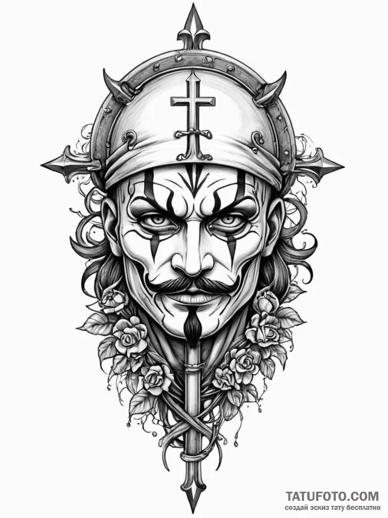 Mask bound in iron roots, tattoo flash sheet... - эскиз тату (№1751880559_0, 07.07.2025 09:29) — Tatufoto.com