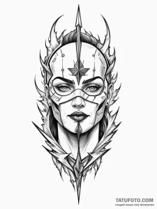 Quartz mask split by lightning, tattoo sketch... - эскиз тату (№1751880812_0, 07.07.2025 09:33) — Tatufoto.com