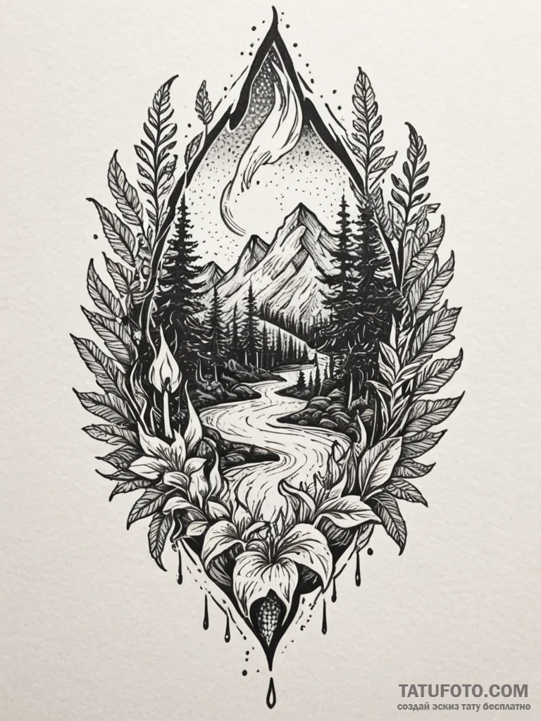 Jungle relic devouring celestial flame, artis... - эскиз тату (№1751881062_0, 07.07.2025 09:37) — Tatufoto.com