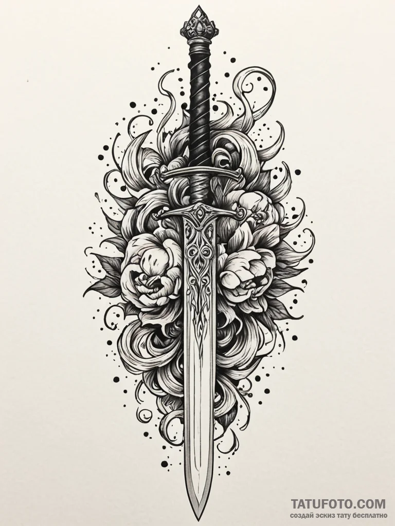 A nichirin sword from demon slayer, tattoo fl… — эскиз тату (№1751881733_0, 07.07.2025 09:48) — Tatufoto.com