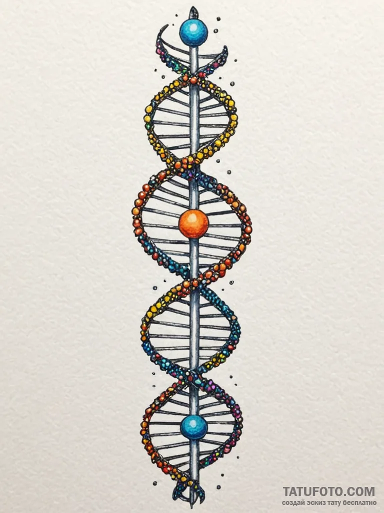 Dna helix, tattoo drawing outline, vibrant co… — эскиз тату (№1751881986_0, 07.07.2025 09:53) — Tatufoto.com