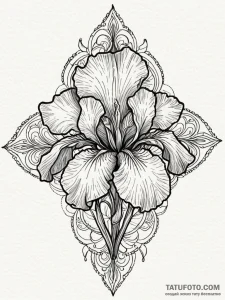 Iris flower with petals that have the texture... - эскиз тату (№1751882155_0, 07.07.2025 09:55) — Tatufoto.com