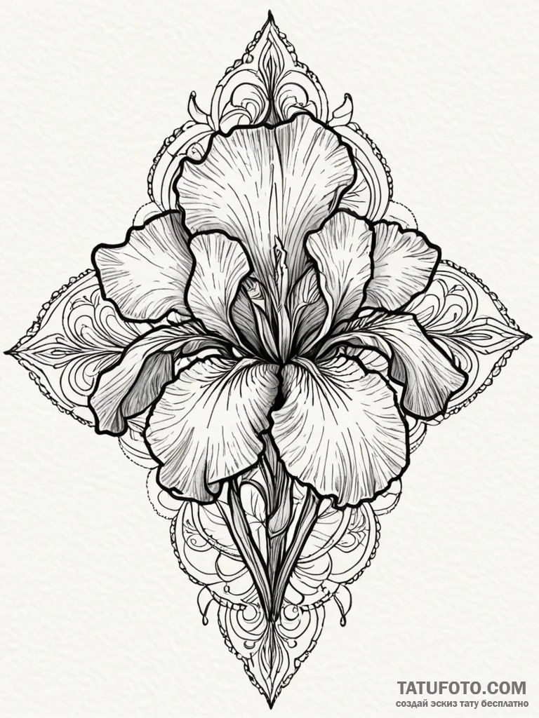 Iris flower with petals that have the texture… — эскиз тату (№1751882155_0, 07.07.2025 09:55) — Tatufoto.com