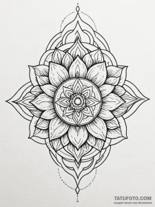 Eclipse flower blooming from ruin, tattoo dra... - эскиз тату (№1751882239_0, 07.07.2025 09:57) — Tatufoto.com