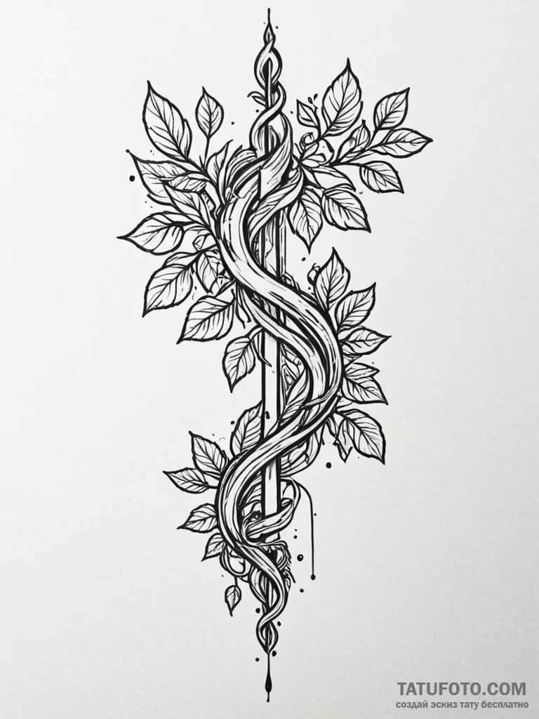 Kudzu vines binding blade, tattoo sketch desi... - эскиз тату (№1751882826_0, 07.07.2025 10:07) — Tatufoto.com