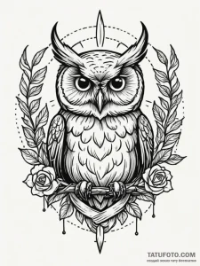 Owl with skull, concept art for tattoo, uniqu... - эскиз тату (№1751883079_0, 07.07.2025 10:11) — Tatufoto.com