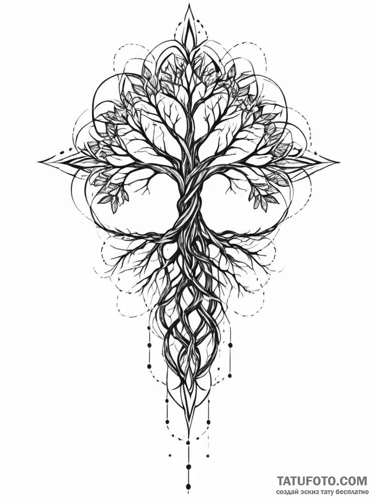 Entangled roots forming a human silhouette, a... - эскиз тату (№1751883163_0, 07.07.2025 10:12) — Tatufoto.com