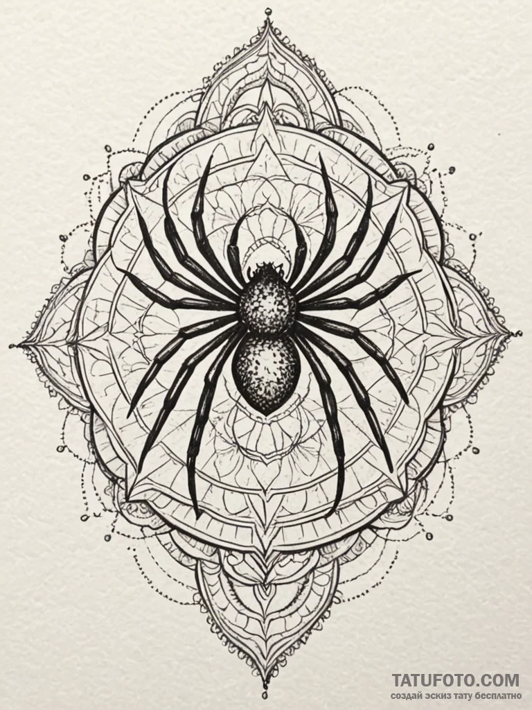 Spider, tattoo line art, geometric tattoo sty… — эскиз тату (№1751883382_0, 07.07.2025 10:16) — Tatufoto.com