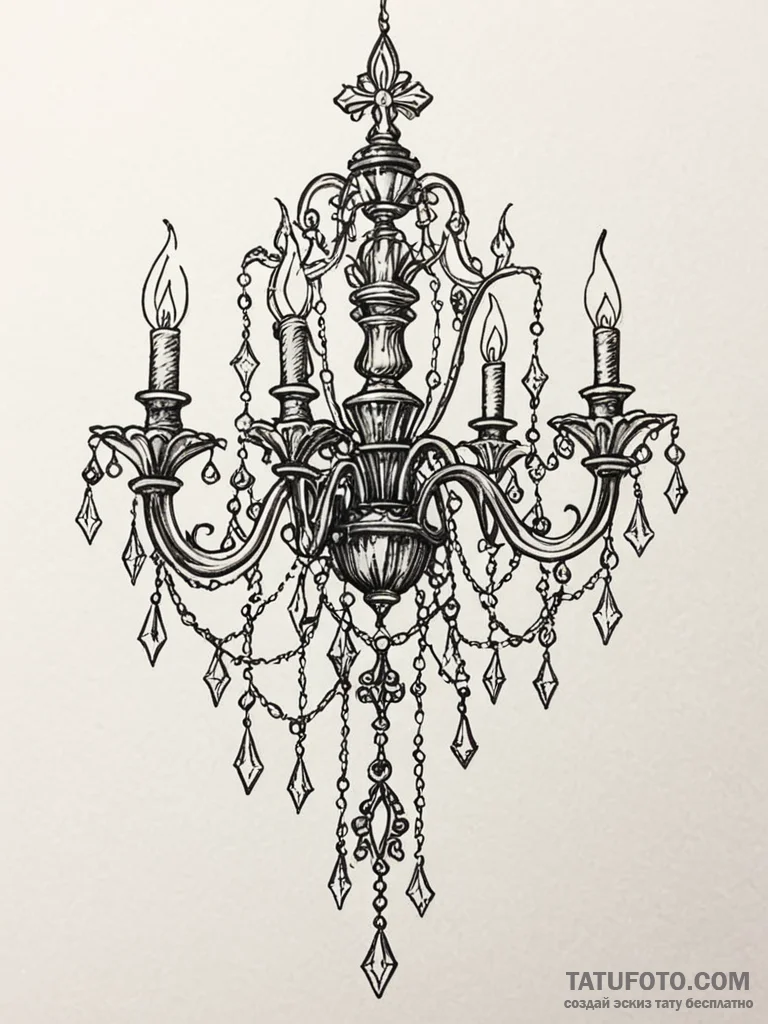 Chandelier made of glistening, iridescent cry... - эскиз тату (№1751883970_0, 07.07.2025 10:26) — Tatufoto.com