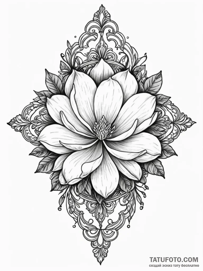 Magnolia, tattoo flash sheet design, black an… — эскиз тату (№1751884390_0, 07.07.2025 10:33) — Tatufoto.com