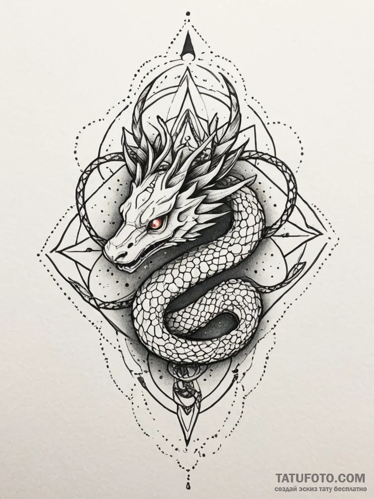 Ghost serpent crowned with stars, tattoo draw... - эскиз тату (№1751884642_0, 07.07.2025 10:37) — Tatufoto.com