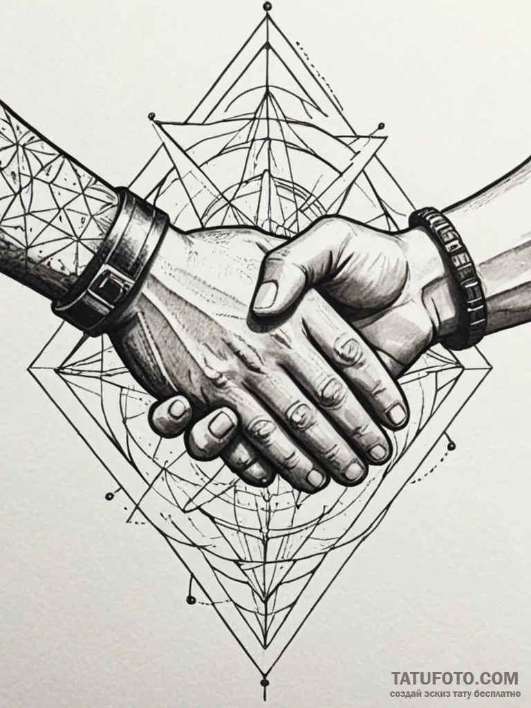 Handshake, firm and resolute, representing ag... - эскиз тату (№1751884810_0, 07.07.2025 10:40) — Tatufoto.com