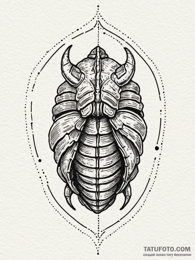Trilobite fossil, tattoo sketch design, clean... - эскиз тату (№1751884977_0, 07.07.2025 10:42) — Tatufoto.com