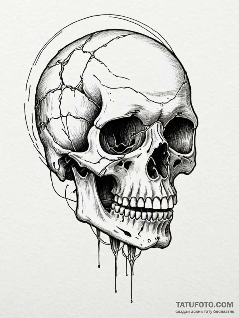 Wired jaw of a skull, chattering silently, co... - эскиз тату (№1751885146_0, 07.07.2025 10:45) — Tatufoto.com