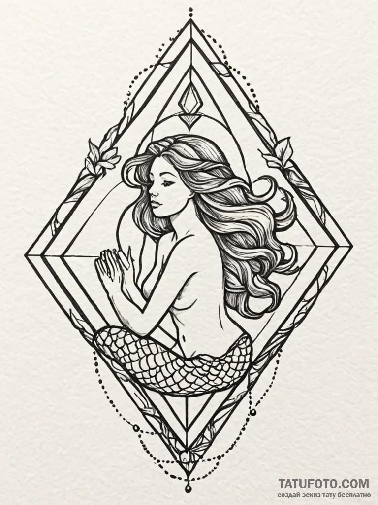 Mermaid’s tear that has solidified into a pie… — эскиз тату (№1751885230_0, 07.07.2025 10:47) — Tatufoto.com