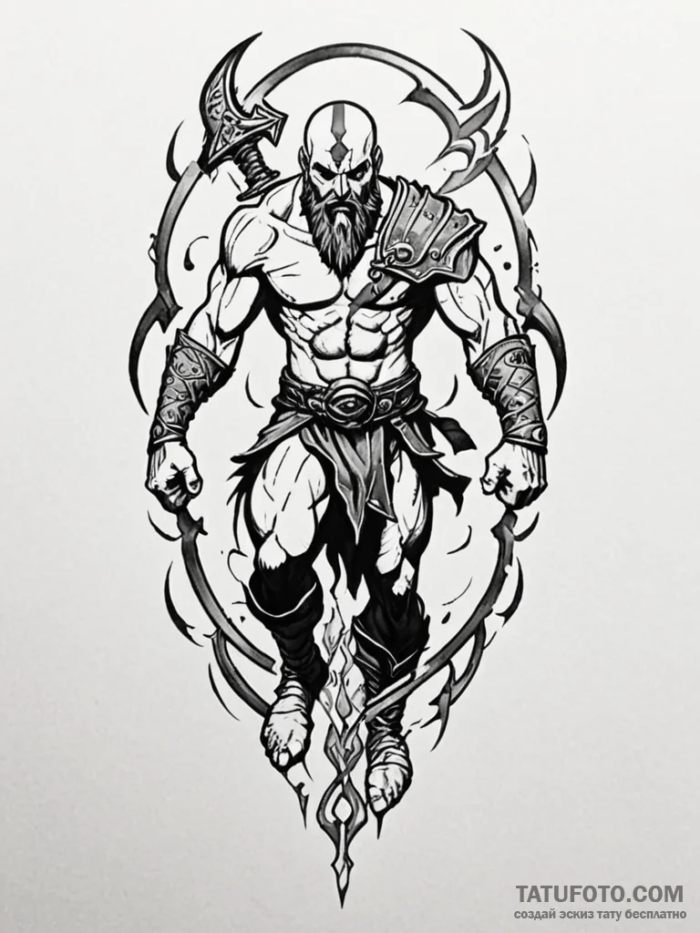 Ghost of sparta, kratos, with his blades of c… — эскиз тату (№1751885314_0, 07.07.2025 10:48) — Tatufoto.com