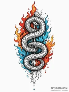 Ice flames consuming serpent, artistic tattoo... - эскиз тату (№1751885652_0, 07.07.2025 10:54) — Tatufoto.com