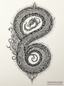 Ancient serpent spiraling upward, tattoo draw... - эскиз тату (№1751885735_0, 07.07.2025 10:55) — Tatufoto.com