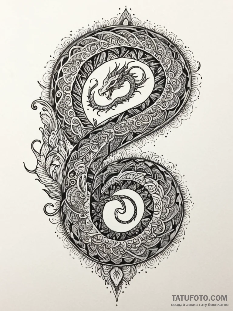 Ancient serpent spiraling upward, tattoo draw... - эскиз тату (№1751885735_0, 07.07.2025 10:55) — Tatufoto.com