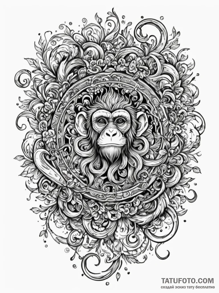 A powerful barrel of monkeys, chaotic,, conce... - эскиз тату (№1751885819_0, 07.07.2025 10:56) — Tatufoto.com