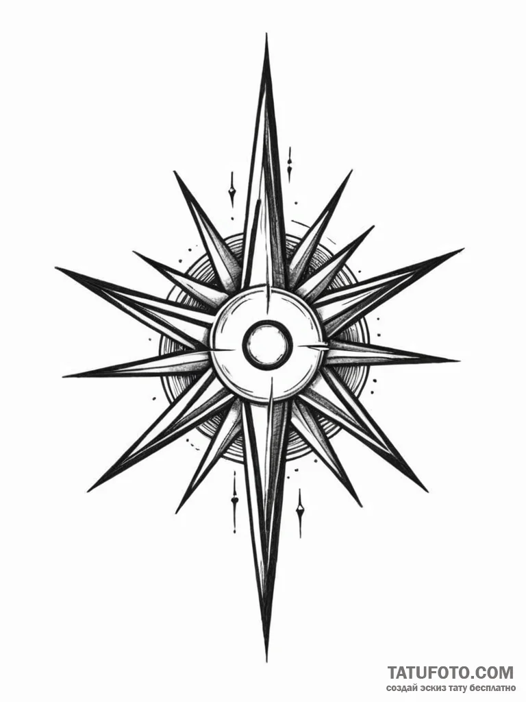 Ninja star (shuriken), sharp and metallic, ta... - эскиз тату (№1751885904_0, 07.07.2025 10:58) — Tatufoto.com