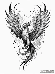 Arcane phoenix with trailing fire, tattoo lin... - эскиз тату (№1751886409_0, 07.07.2025 11:06) — Tatufoto.com