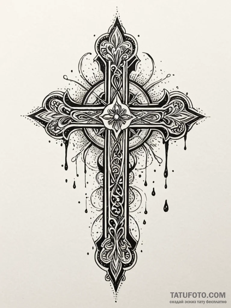 Etched relic dripping with shadows, tattoo fl... - эскиз тату (№1751886577_0, 07.07.2025 11:09) — Tatufoto.com